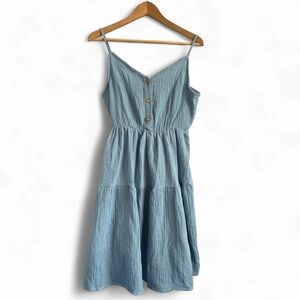 PatPat Light Blue Spaghetti Strap Midi Dress